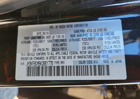 2019 Mazda Cx-5 Touring z USA, uszkodzony, nr VIN JM3KFBCM5K0661776